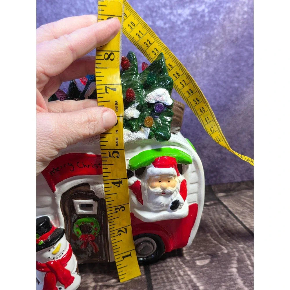 Christmas Camper LED Light Up Ceramic Decor Santa Snowman Tree Retro Trailer 8in
